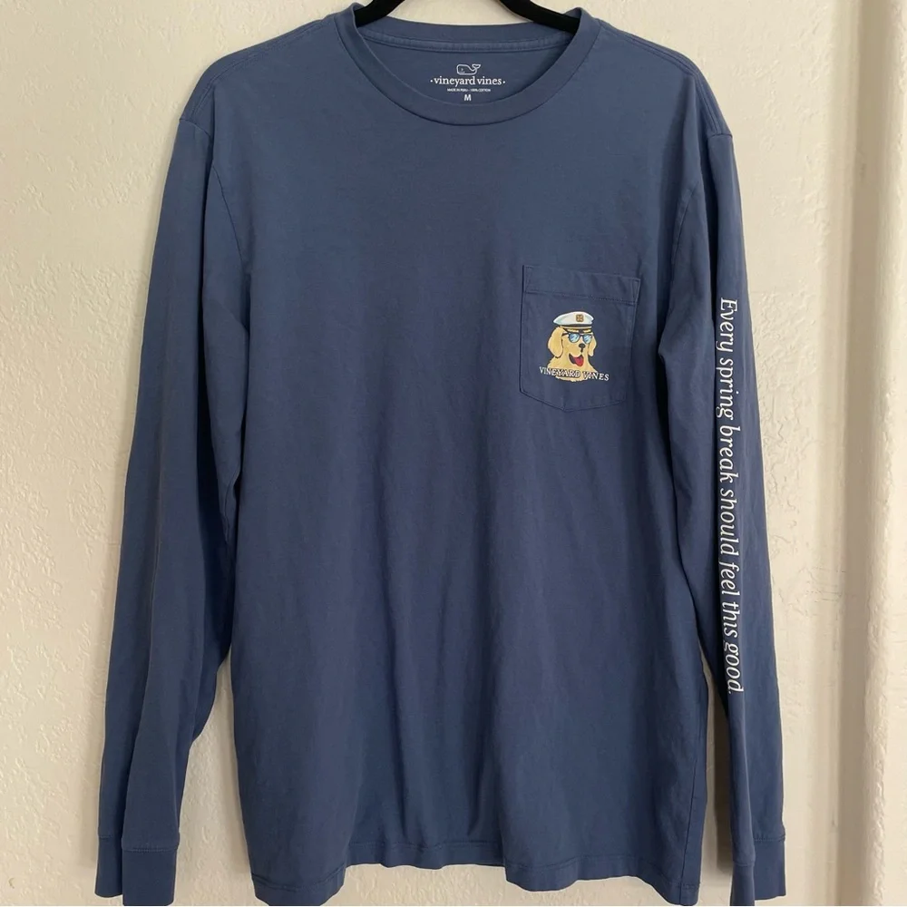 Vineyard Vines Blue "Pawty Animal" L/S Pocket Tee M - Picture 4 of 8